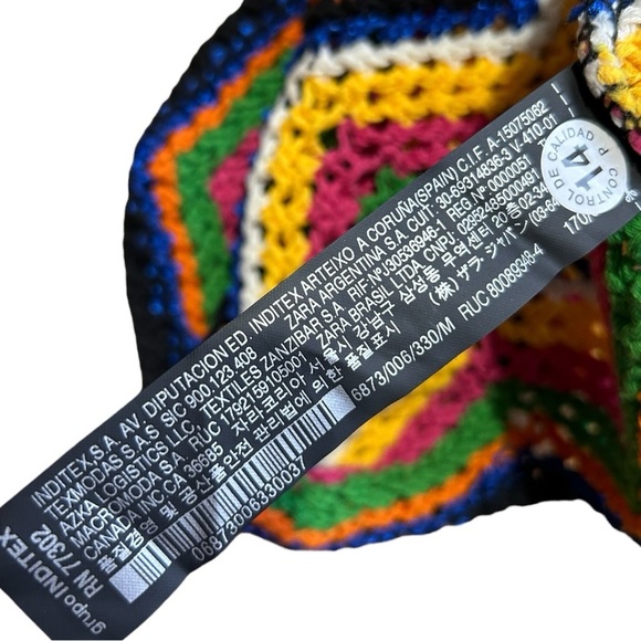 ZARA KNIT Multicolor Cropped Crochet Sweater Long Bell Sleeve ZigZag sz M - Picture 7 of 8